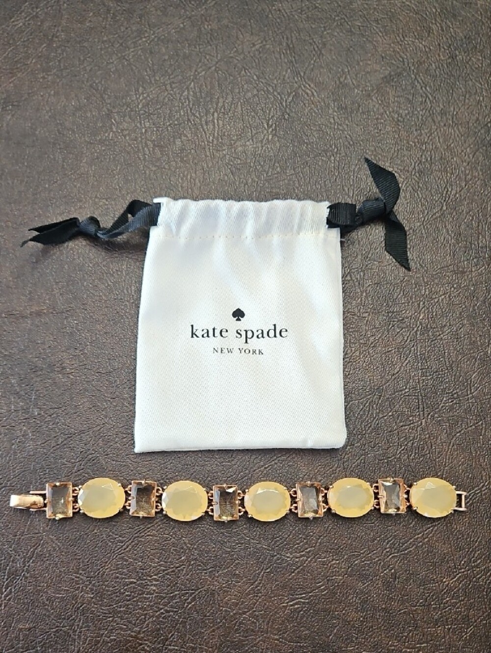 kate spade Yellow and Rose Gold Faceted Rhinestone Link Bracelet - Picture 4 of 7